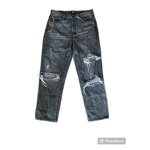 BDG Urban Outfitters Slim Straight High Rise Jeans Faded Black Distressed Sz 28